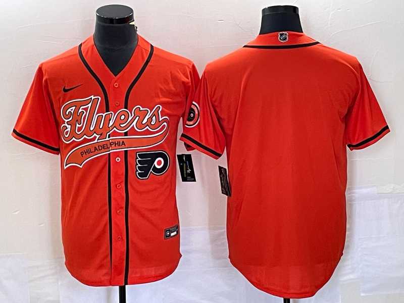 Mens Philadelphia Flyers Blank Orange Cool Base Stitched Baseball Jersey->philadelphia flyers->NHL Jersey